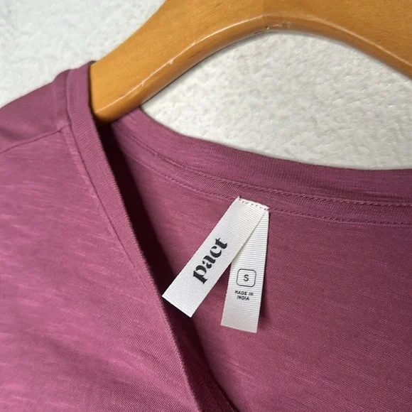 Pact Featherweight Slub Long Sleeve Round Neck Tee - Burgundy - small - Picture 3 of 4